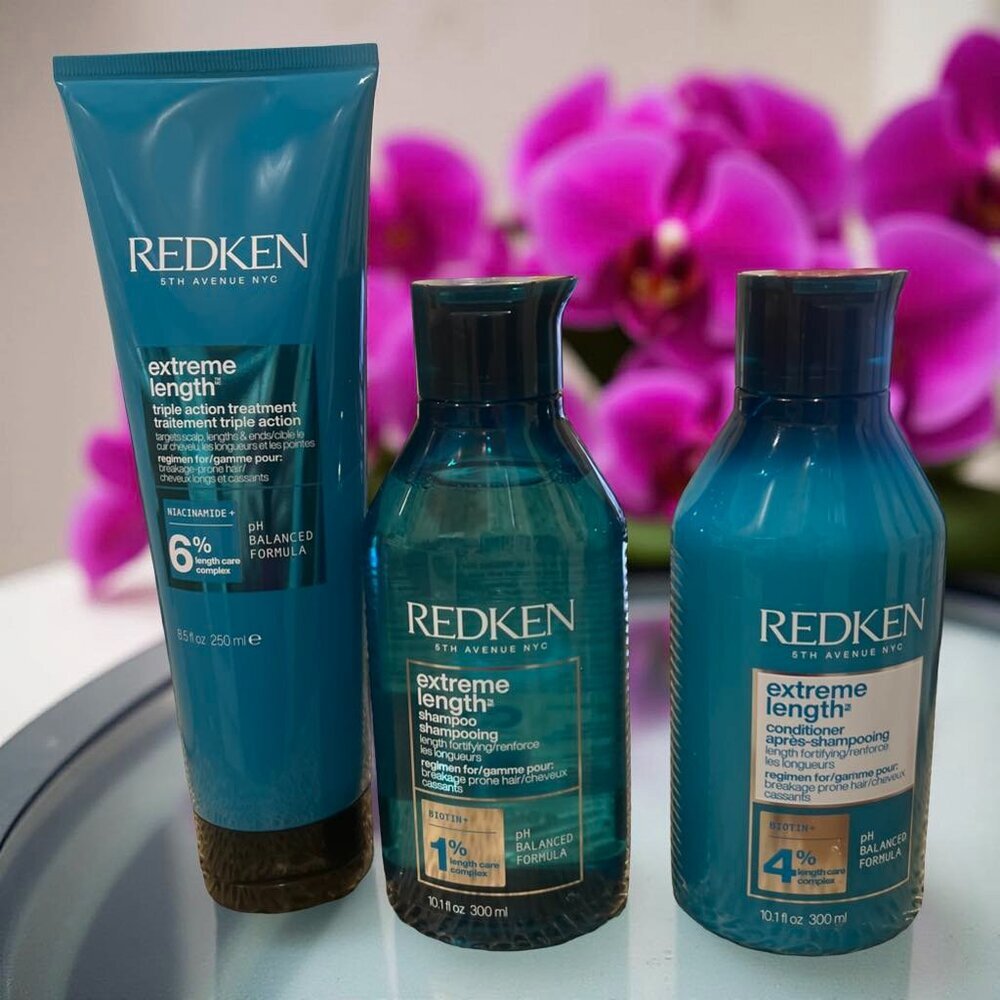 Redken Extreme Length Shampoo and Conditioner 10.1 oz &Triple Action Treatment